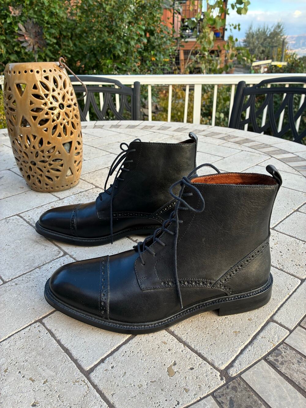 Stafford Boots Leather Black Lace up Cap Toe Gunner Unisex Men’s 8 - Picture 5 of 8